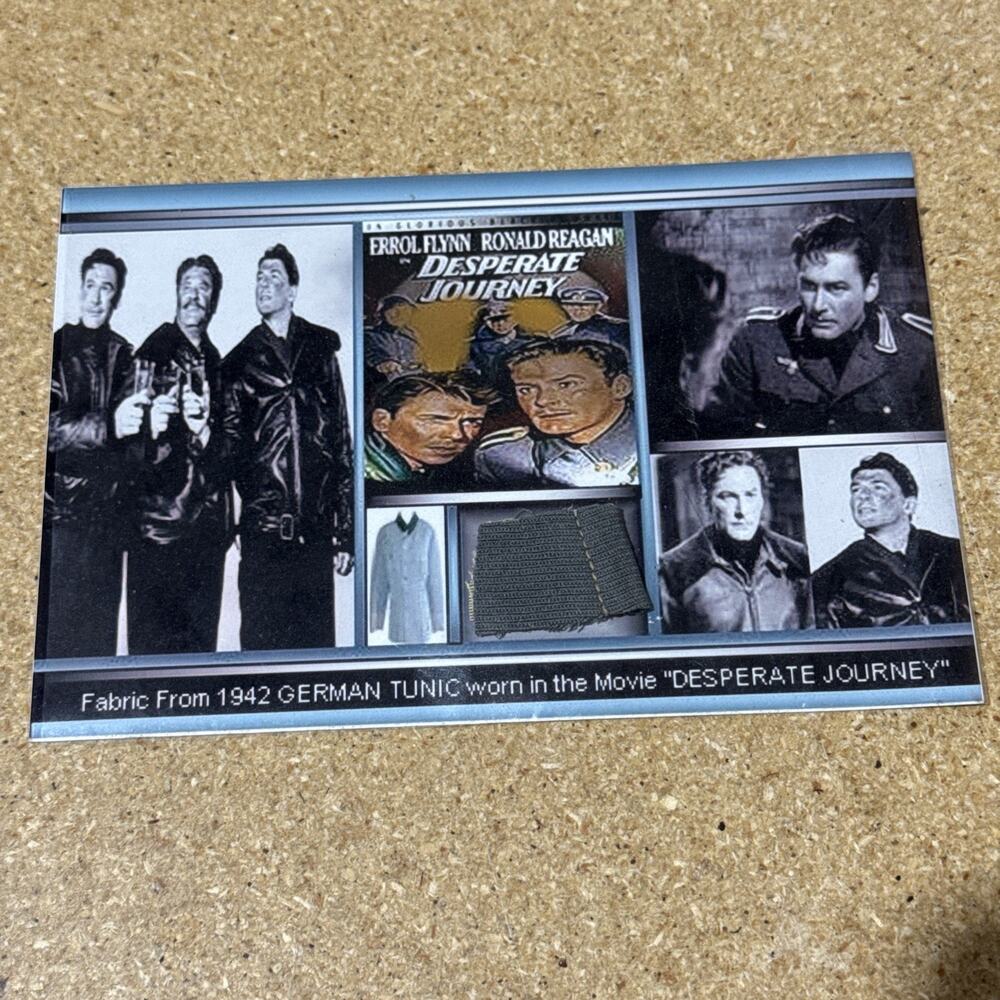 Desperate Journey Fabric Card 1942 Movie Errol Flynn Ronald Reagan